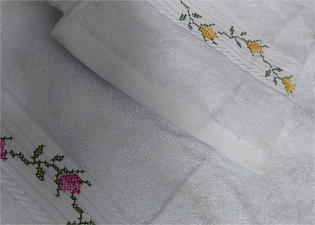 Cross Stitch Embroidered Face Towel