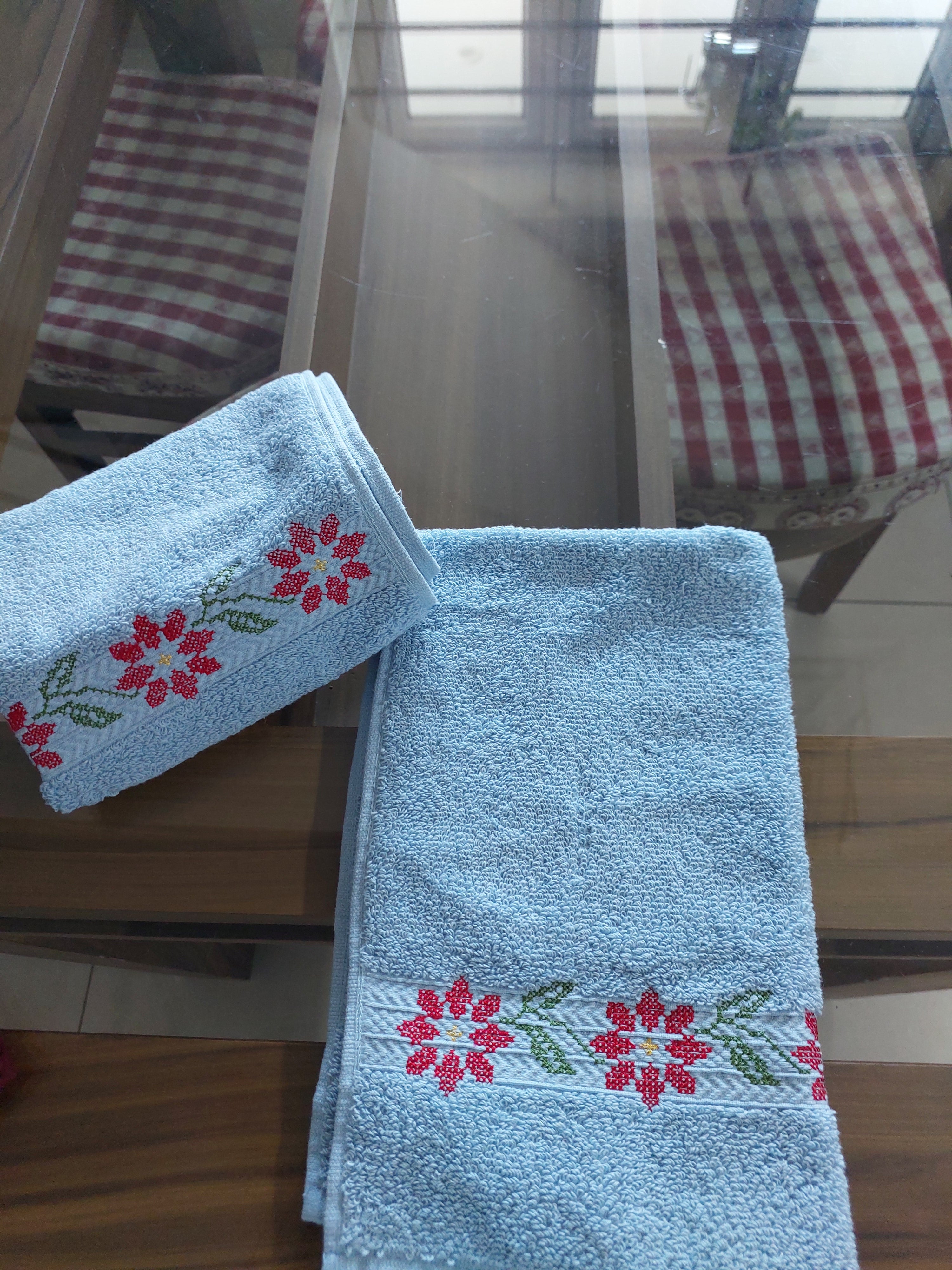Cross Stitch Embroidered Face Towel Secondary image