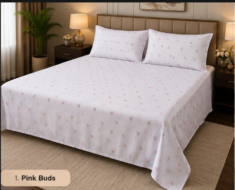 Soft Organic Mul Cotton Printed Bedsheet Set with Pillow Covers