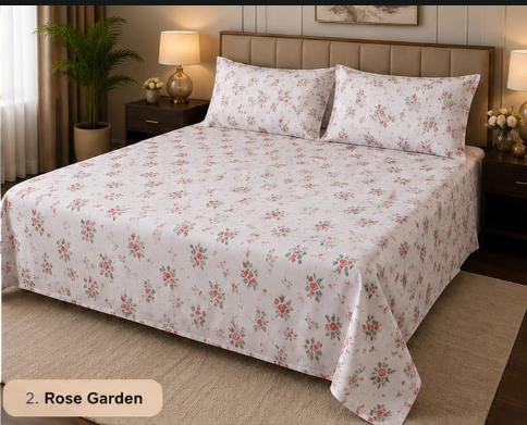Soft Organic Mul Cotton Printed Bedsheet Set with Pillow Covers Secondary image